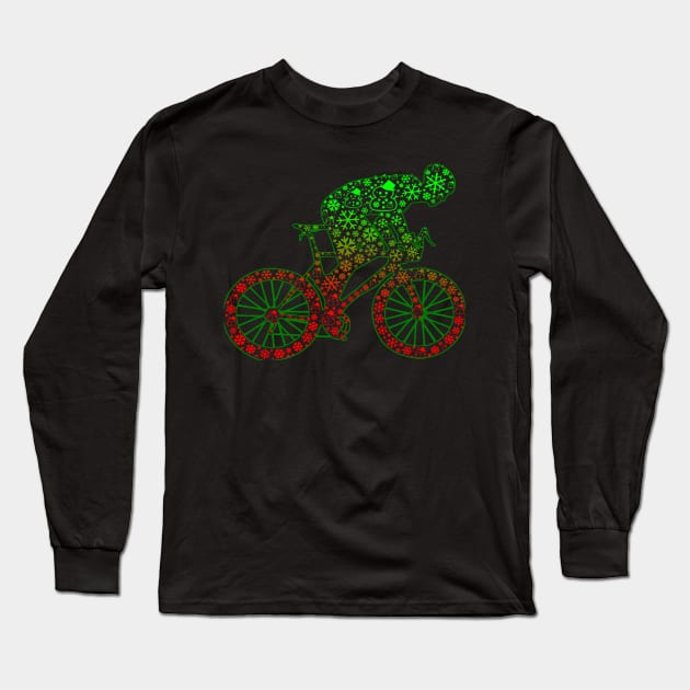 Cycling Bicycle Bike Cyclist Ugly Christmas Long Sleeve T-Shirt by vintagejoa